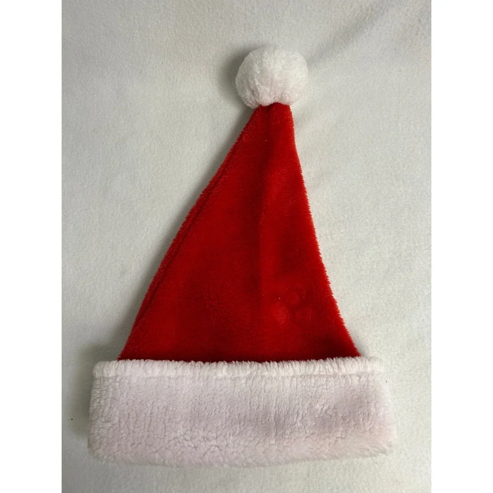 Christmas Holiday Enchanted Forest Unisex OS Red White Plush Faux Fur Santa Hat